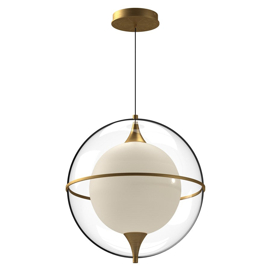 Kuzco Aries 16" LED Pendant, Brushed Gold/Frosted Glass