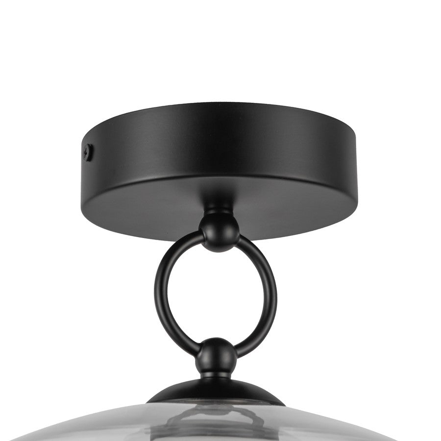 Kuzco Leota 8" LED Semi-Flush Mount, Black/Clear Glass