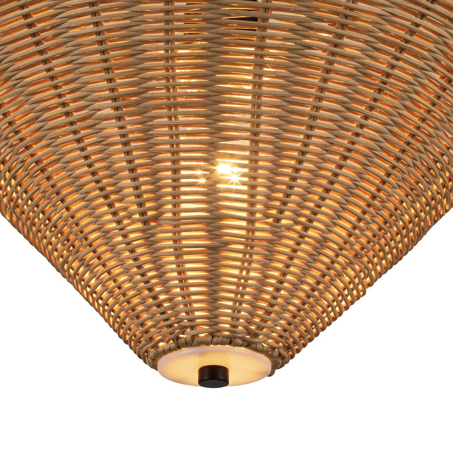 Kuzco Bridgette 16" Socket Semi-Flush Mount, Black/Rattan/Rattan