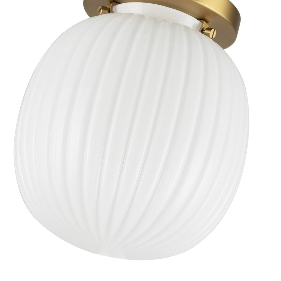 Kuzco Cherise 7" Socket Semi-Flush Mount, Gold/Glossy Opal Glass