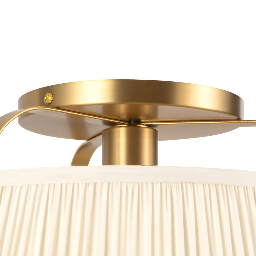 Kuzco Scout 13" Gold Semi-Flush Mount, Brushed Gold/White Linen