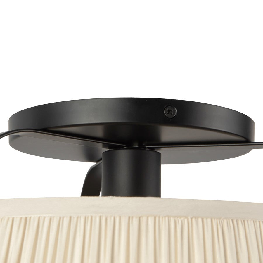 Kuzco Scout 13" Black Semi-Flush Mount, Matte Black/White Linen