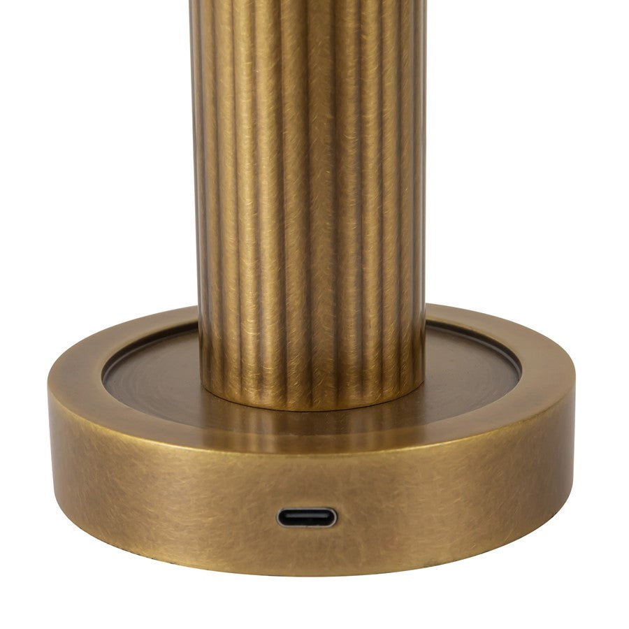 Kuzco Vienna 9" Brass Dimmable LED Table Lamp, Vintage Brass/Opal