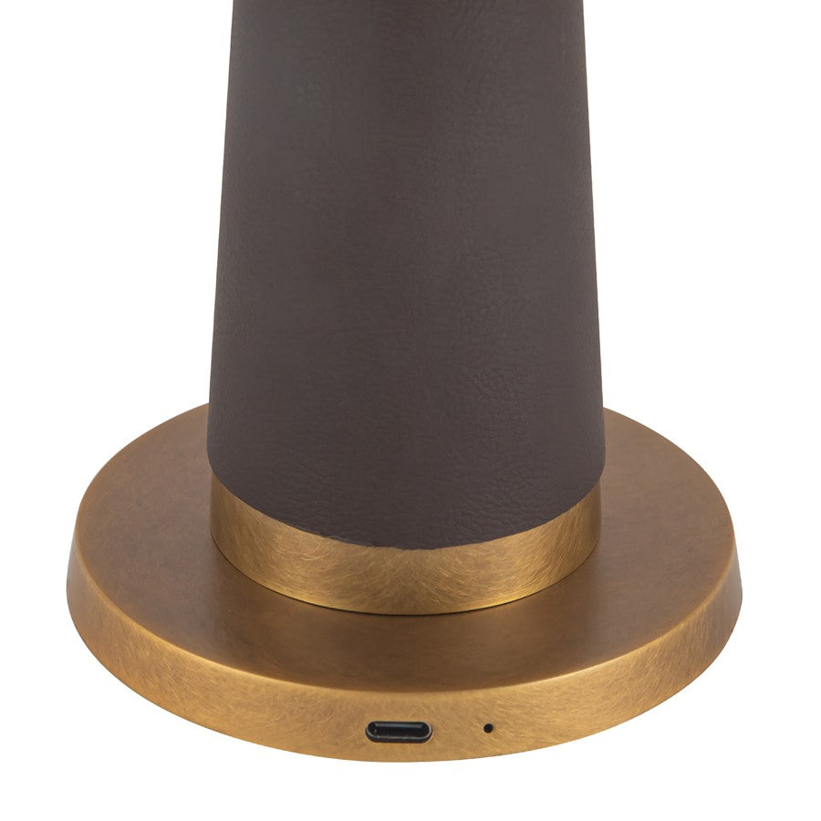 Kuzco Clemence 11" Brown Dimmable LED Table, Espresso Vegan Leather