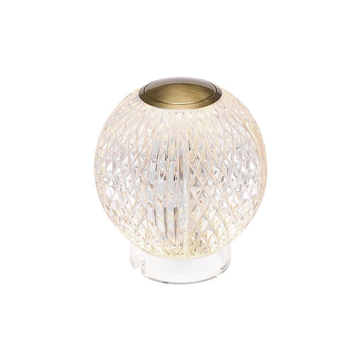 Alora Marni 3" LED Table Lamp, Brass/Clear Carved Acrylic Diffuser - TL321903NB