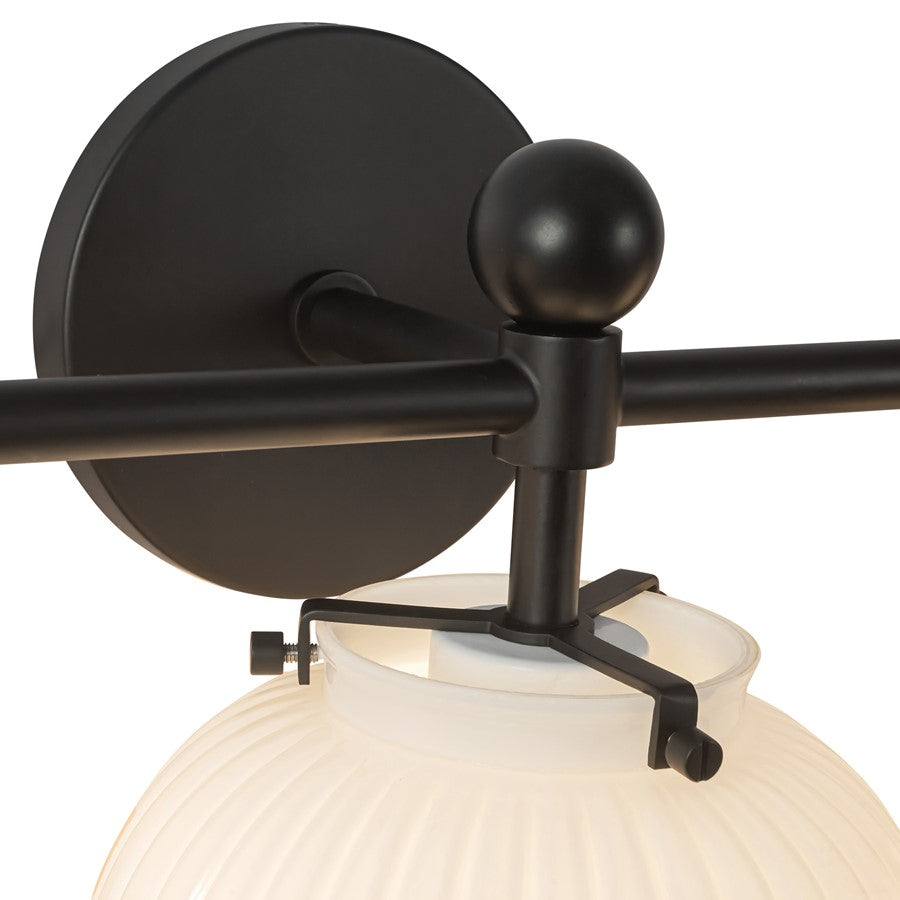 Kuzco Cherise 29" Black, Matte Black/Glossy Ribbed Opal Glass