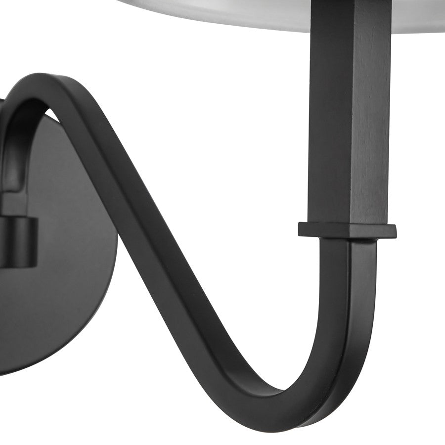 Kuzco Sloan 12" Black Wall Sconce, Matte Black/White Linen