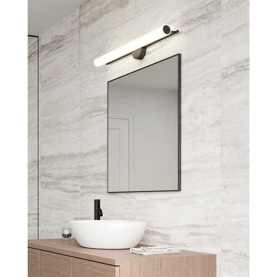 Kuzco Gramercy 36" LED Wall Sconce, Black/Frosted Glass