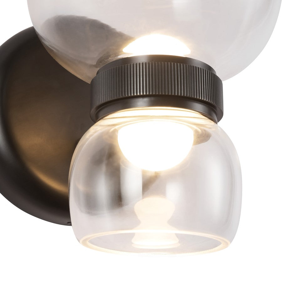 Kuzco Sutton 8" Black Dimmable LED Bathroom Vanity, Urban Bronze/Clear Glass