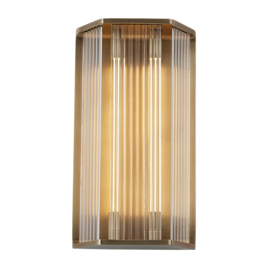 Alora Sabre 16" LED Wall/Vanity, Ribbed/Vintage Brass/Clear - WV339216VBCR