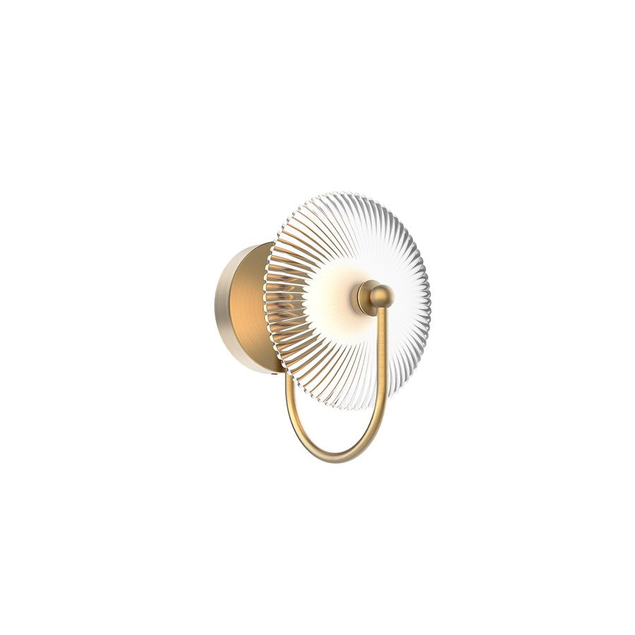 Kuzco Hera 11" LED Wall/Vanity Light, Gold/Clear Ribbed Glass - WV417801BGCR-UNV
