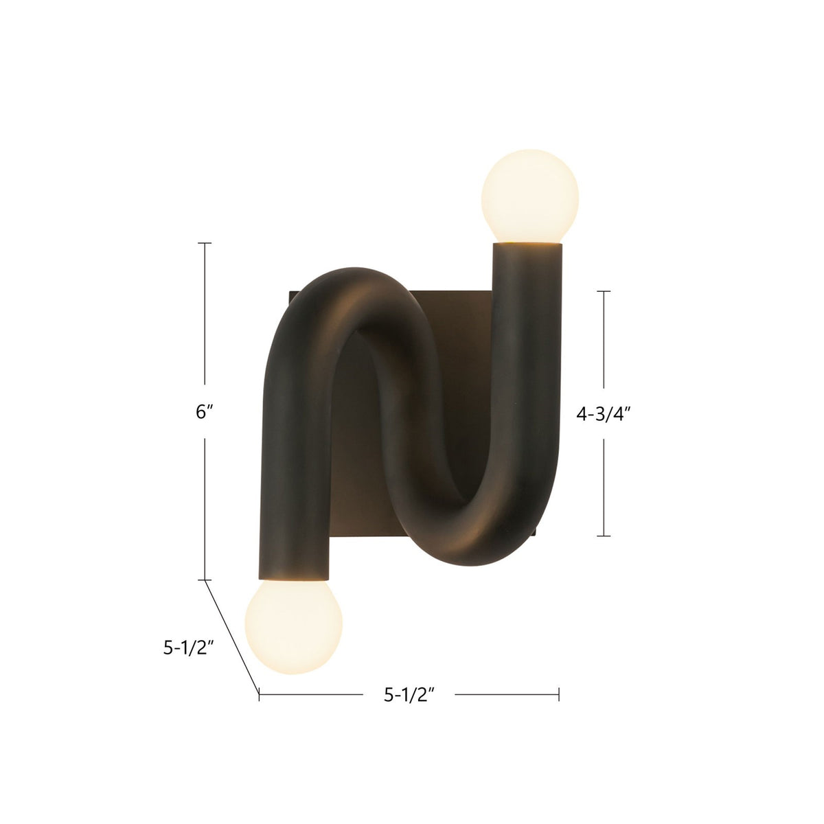Kuzco Sadie 6in 2-Light Bathroom Vanity Light | Modern Matte Black Aluminum and Steel | Bathroom Vanity & Powder Room | Model WV420206MB