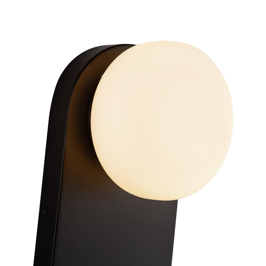 Kuzco Ariel 12" LED Wall/Vanity Light, Black/Opal Glass