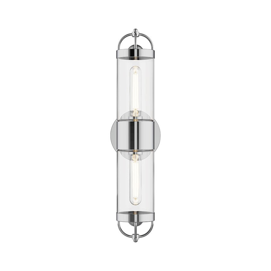 Alora Mood Lancaster 2 Light 5" Wall/Vanity, Chrome/Clear - WV461102CH