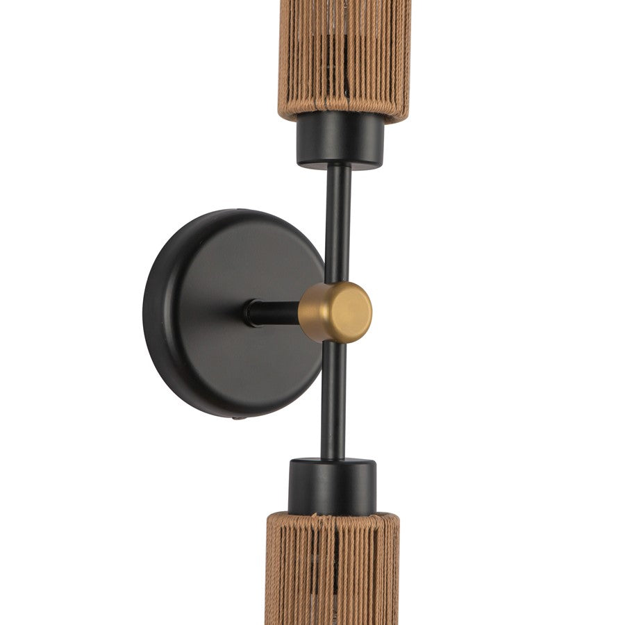 Kuzco Colby 23" Socket Wall/Vanity Light, Black/Tan Jute/Cotton