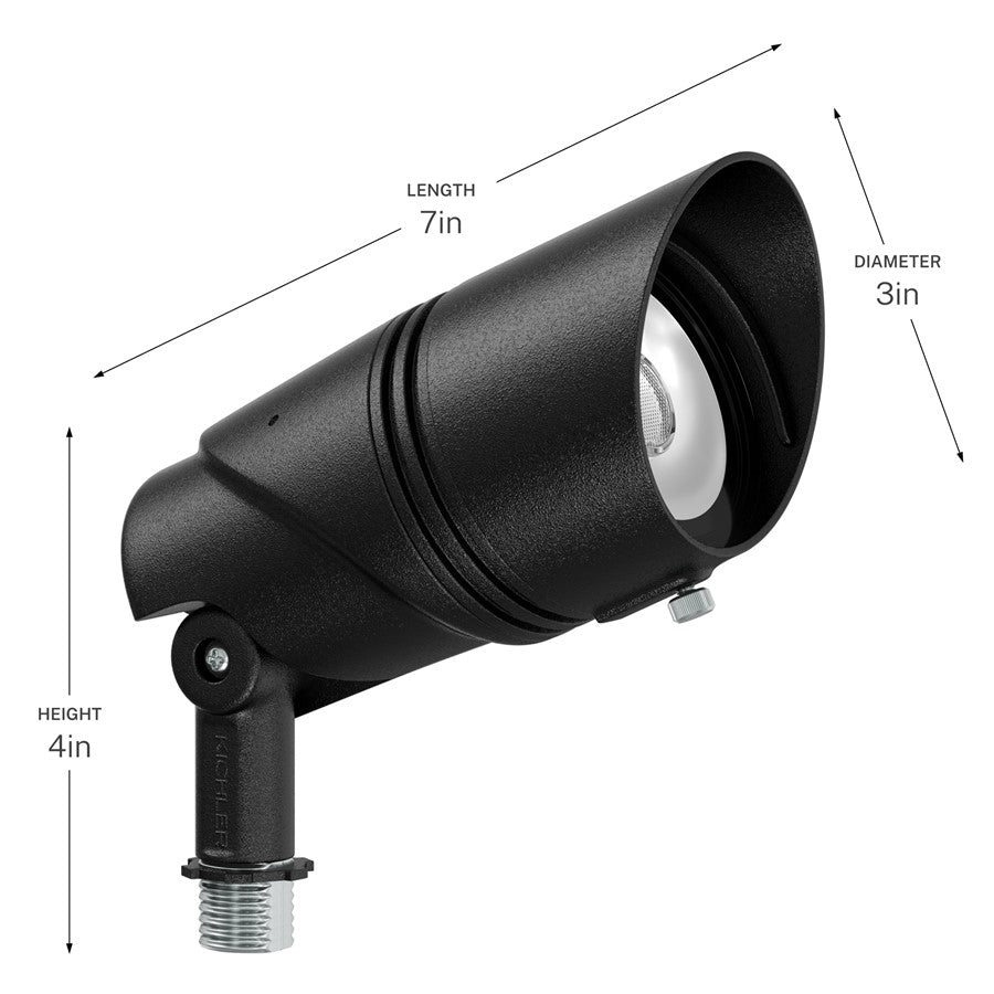 Kichler Varia 7in 1-Light Accent Light | Textured Black Aluminum | Landscape & Outdoor Accent | 1200 Lm Selectable CCT Dimmable LED | Model 16312BKT