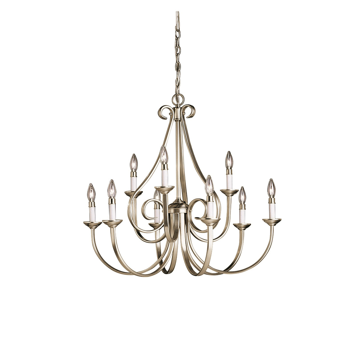 Kichler Dover 32in 9-Light Chandelier | Transitional Brushed Nickel Steel | Dining Room & Foyer | 32 x 29 in | Model 2031NI