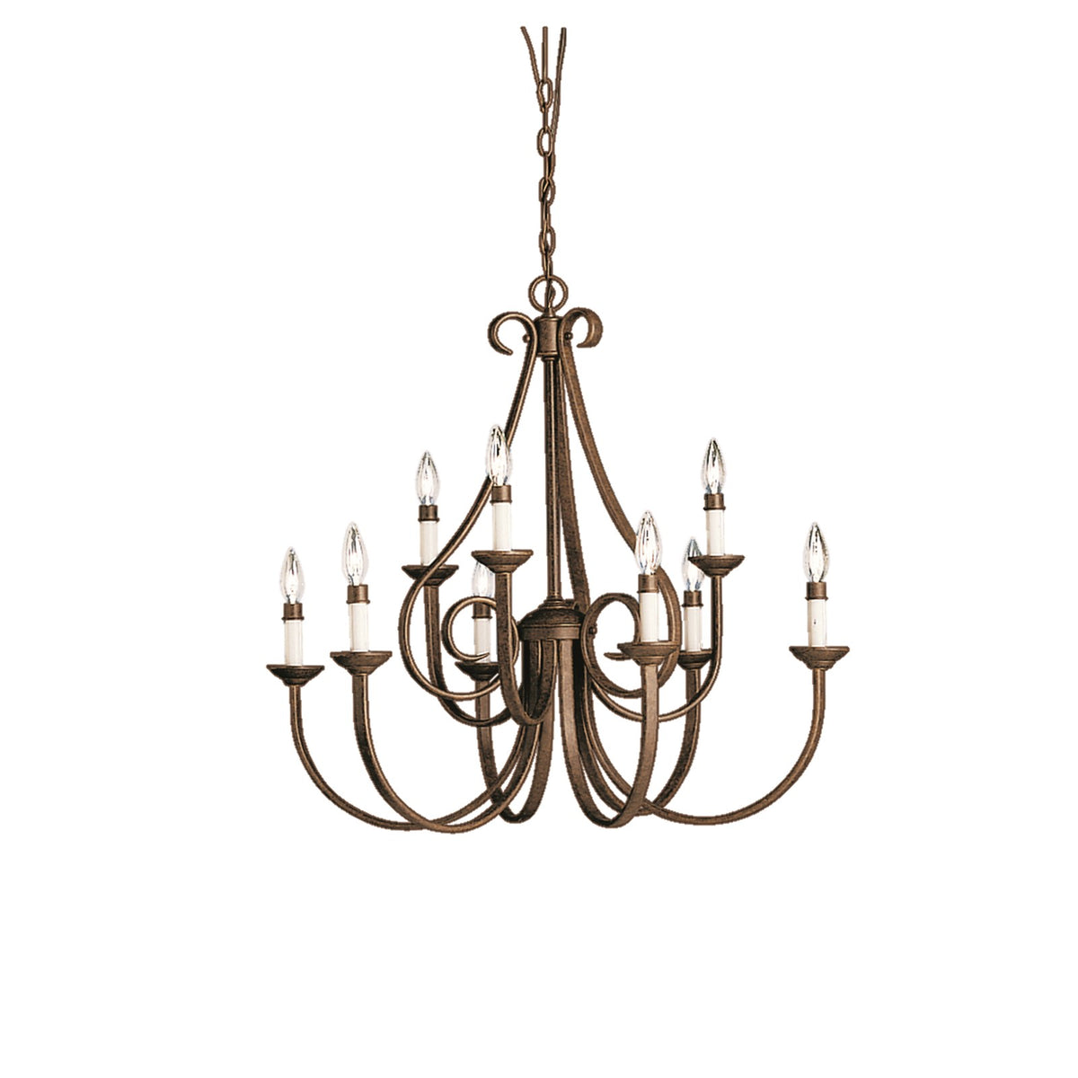 Kichler Dover 32in 9-Light Chandelier | Transitional Tannery Bronze Steel | Dining Room & Foyer | 32 x 29 in | Model 2031TZ