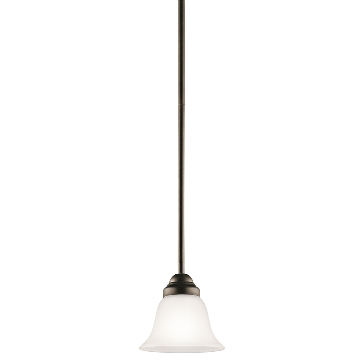 Kichler Wynberg 6in 1-Light Mini Pendant | Transitional Olde Bronze and Satin Etched Glass | Kitchen Island & Dining Room | 6 x 6 in | Model 2693OZ