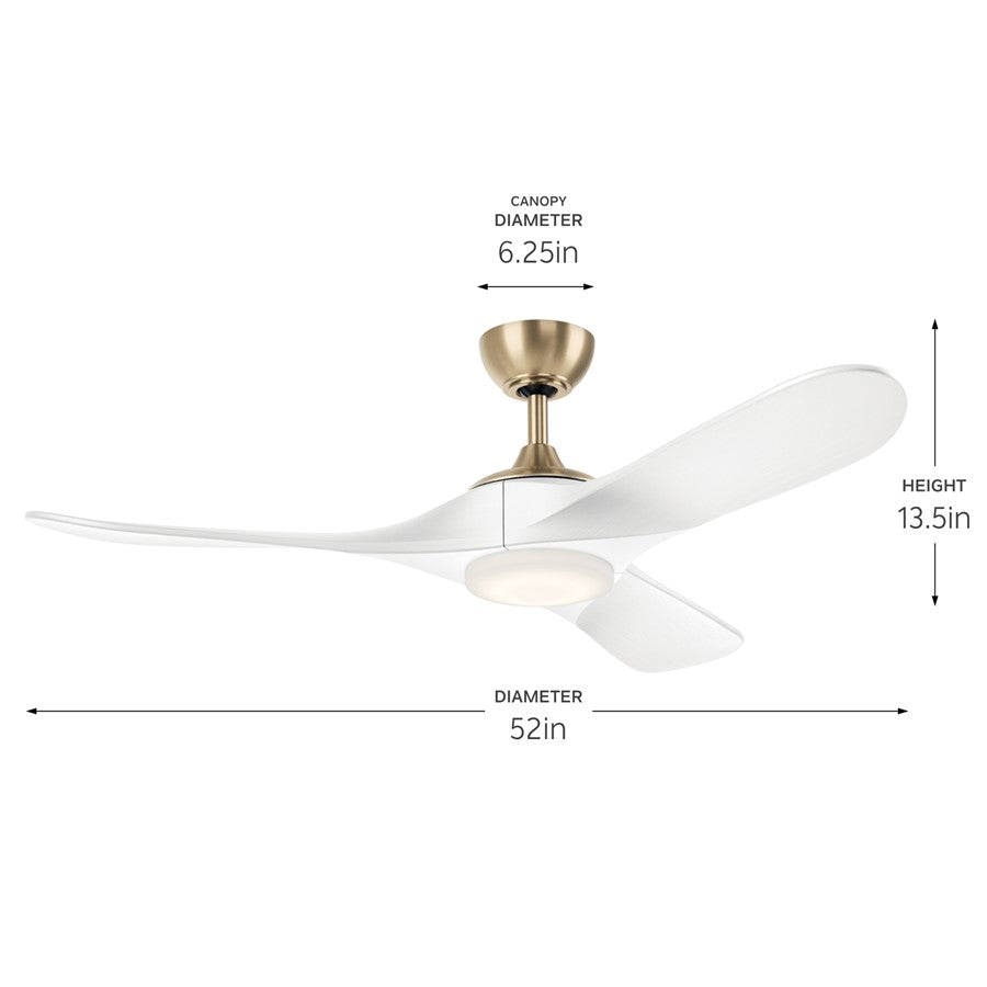 Kichler Mylo 52" Ceiling Fan, Champagne Bronze/Matte White