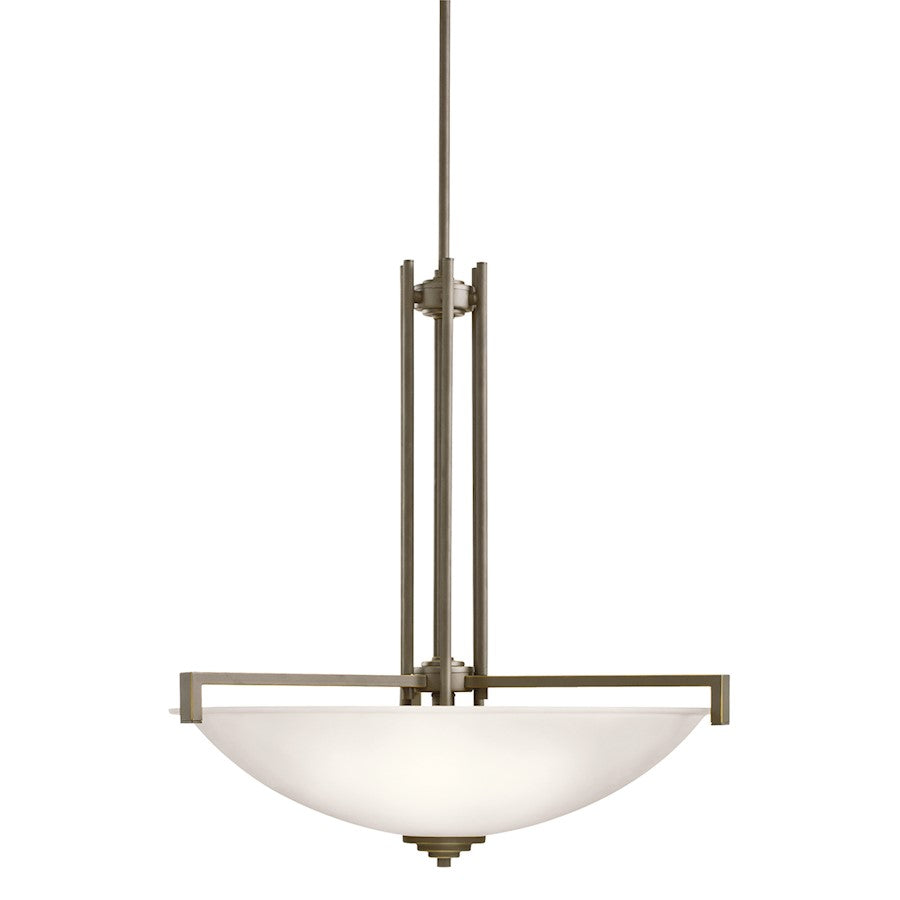 Kichler Eileen 26in 4-Light Pendant | Contemporary Olde Bronze and Satin Etched White Glass | Kitchen Island & Dining Room | Model 3299OZS