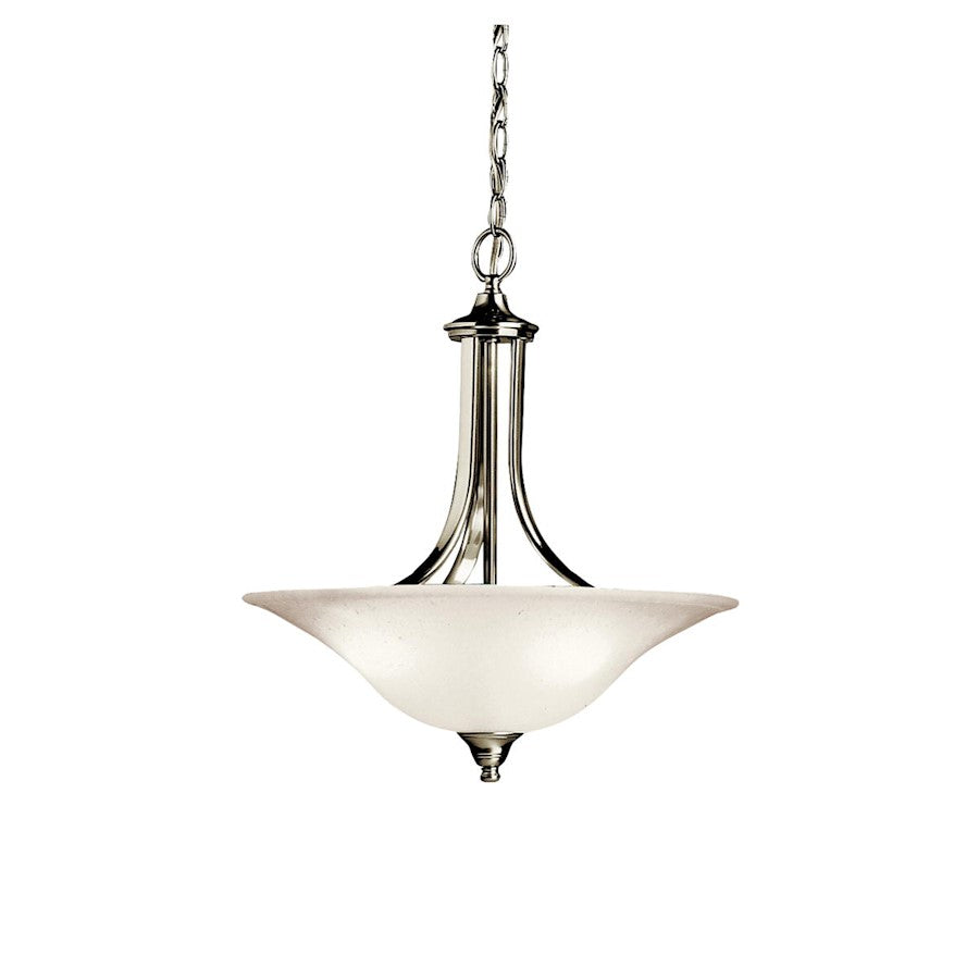 Kichler Dover 18in 3-Light Pendant | Transitional Brushed Nickel and Etched Seeded Glass | Kitchen Island & Dining Room | 18 x 19 in | Model 3502NI