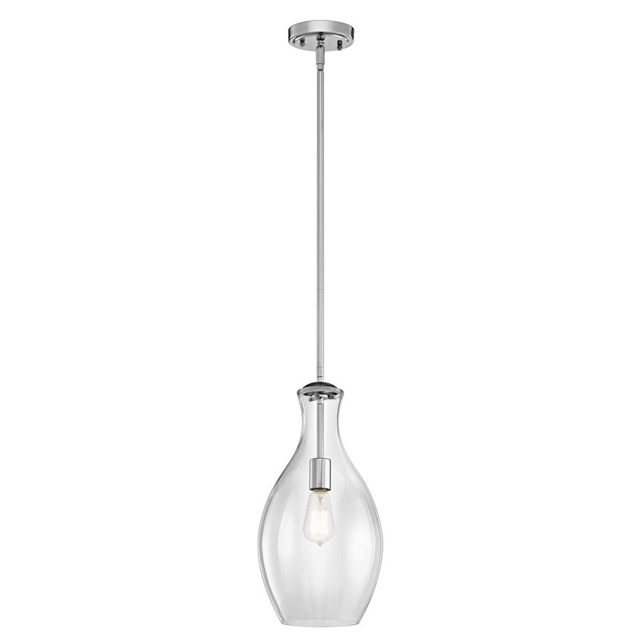 Kichler Everly 9in 1-Light Mini Pendant | Chrome and Clear Glass | Kitchen Island & Dining Room | 9 x 18 in | Model 42047CH