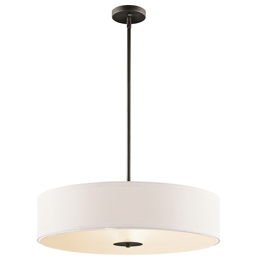 Kichler Pendant/Semi Flush 3Lt, Olde Brz, Wht Microfiber, Etch Temp