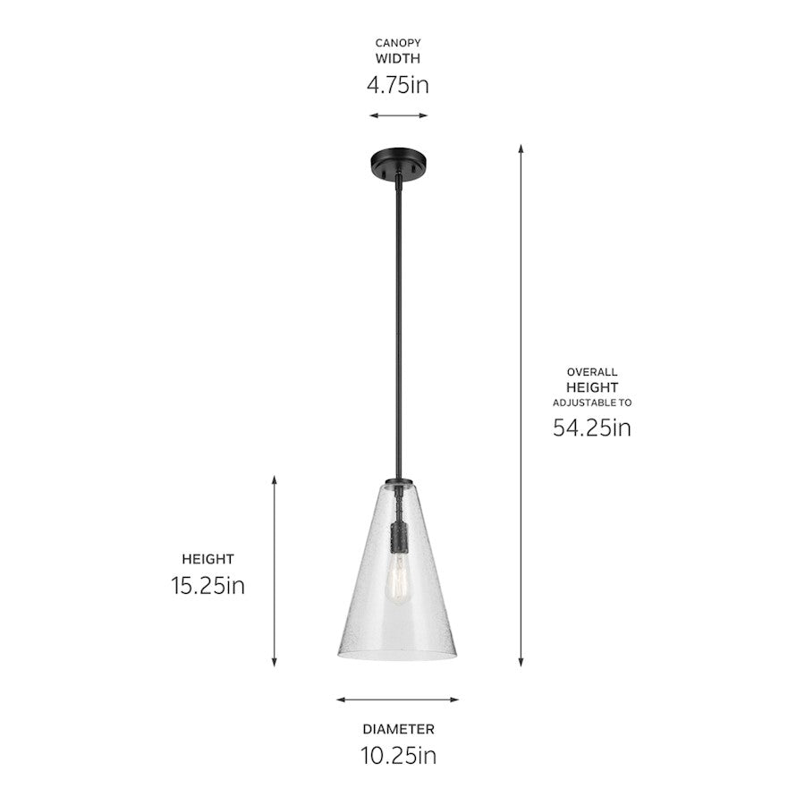 1 Light Cone 15.25" Pendant, Black