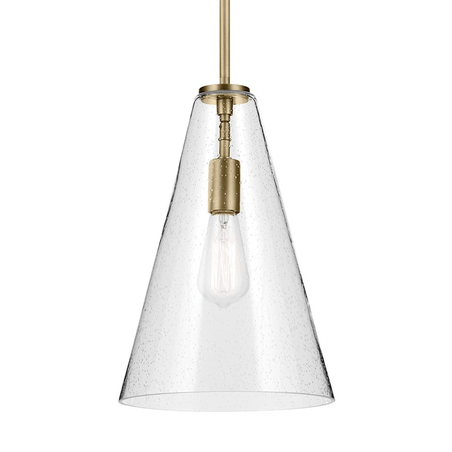 1 Light Cone 15.25" Pendant, Brass