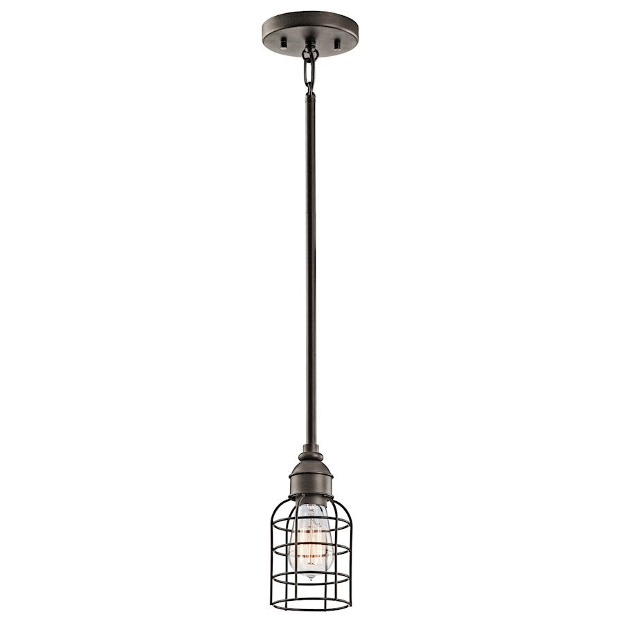 Kichler Mini Pendant 1-Light | Transitional Olde Bronze Steel | Kitchen Island & Dining Room | 5 x 5 x 8.75 in | Model 42308OZ