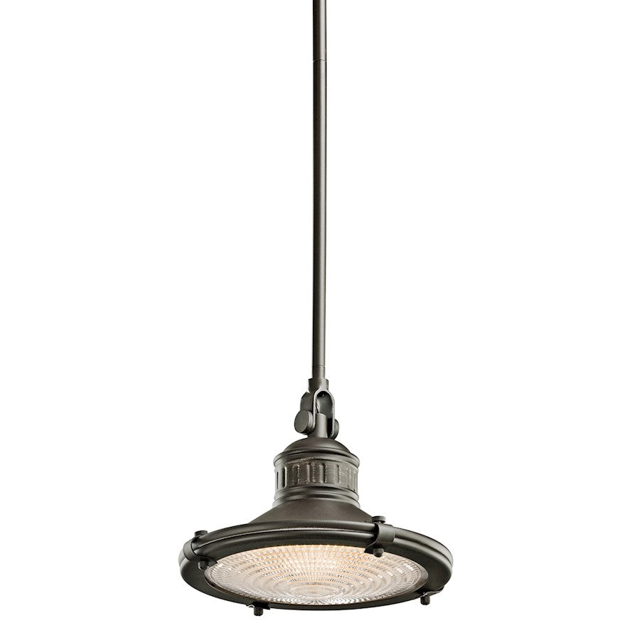 Kichler Sayre 10in 1-Light Mini Pendant | Rustic Olde Bronze and Clear Fresnel Lens | Home Office & Workspace | 10 x 8.5 in | Model 42436OZ