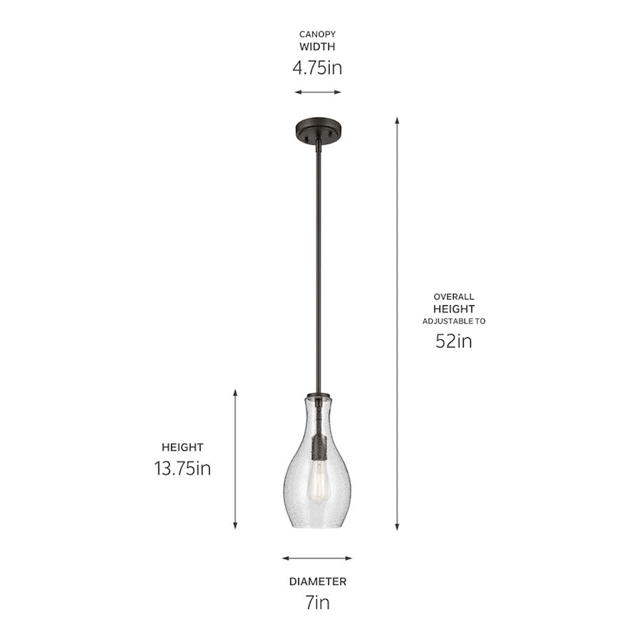 1 Light Bell 13.75" Pendant, Olde Bronze