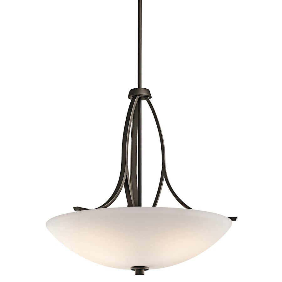 Kichler Granby 24in 3-Light Pendant | Transitional Olde Bronze and Satin Etched Glass | Kitchen Island & Dining Room | 24 x 24 x 63 in | Model 42561OZ