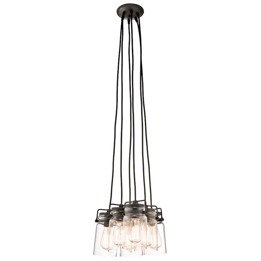Kichler Brinley 12in 6-Light Pendant | Olde Bronze Clear Glass | Kitchen Island & Dining Room | 12 x 8 in | Model 42877OZ