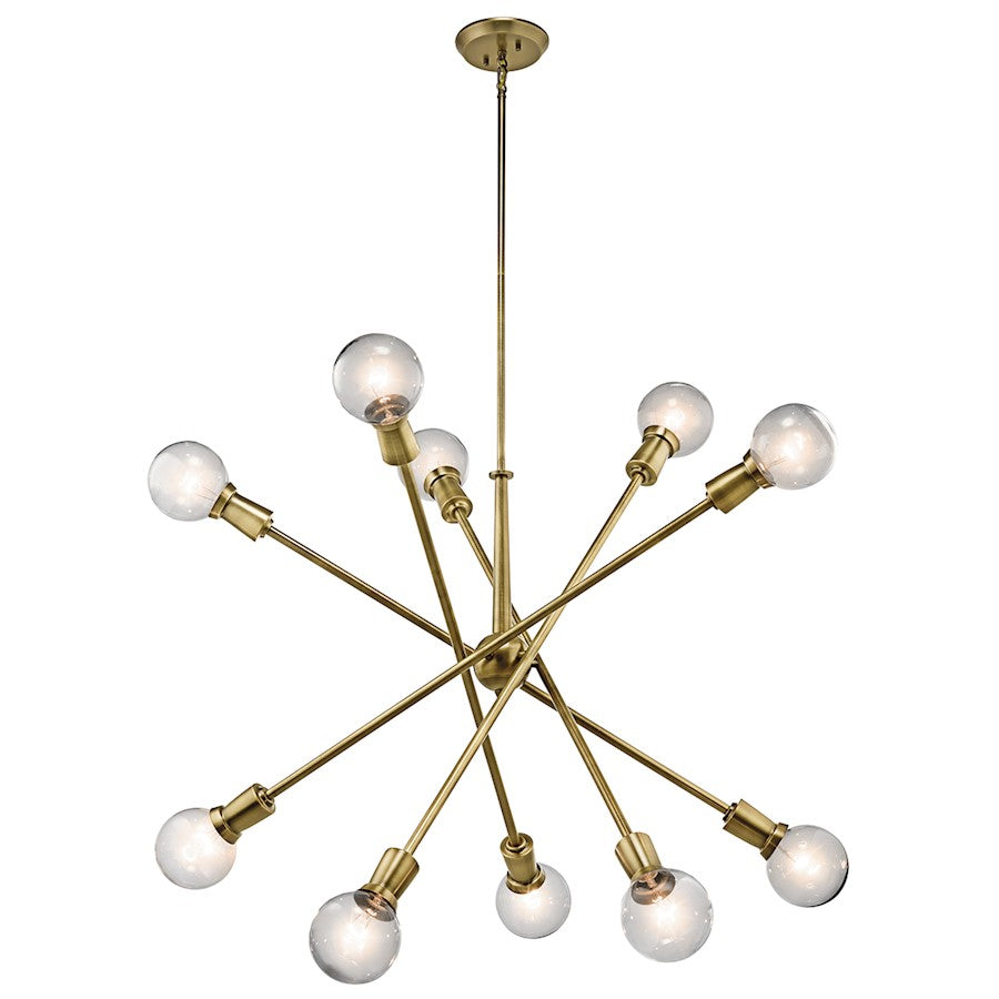 Kichler Armstrong 47in 10-Light Chandelier | Natural Brass and Adjustable Arms | Dining Room & Living Room | W 47 x H 54 in | Model 43119NBR