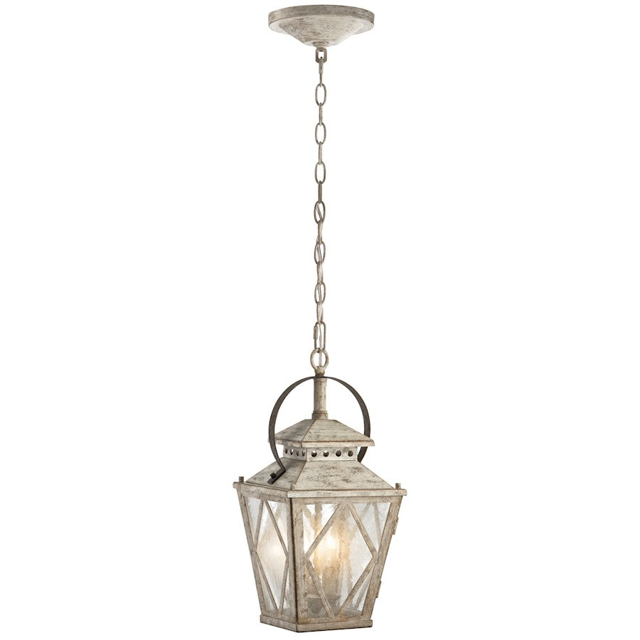 Kichler Hayman Bay 8in 2-Light Pendant | Distressed Antique White and Clear Seeded Glass | Kitchen Island & Dining Room | Model 43258DAW