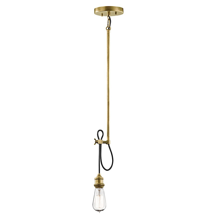 Kichler Rumer 5in 1-Light Mini Pendant/Wall Sconce | Transitional Natural Brass | Kitchen Island & Hallway | 5 x 5 x 13.5 in | Model 43589NBR
