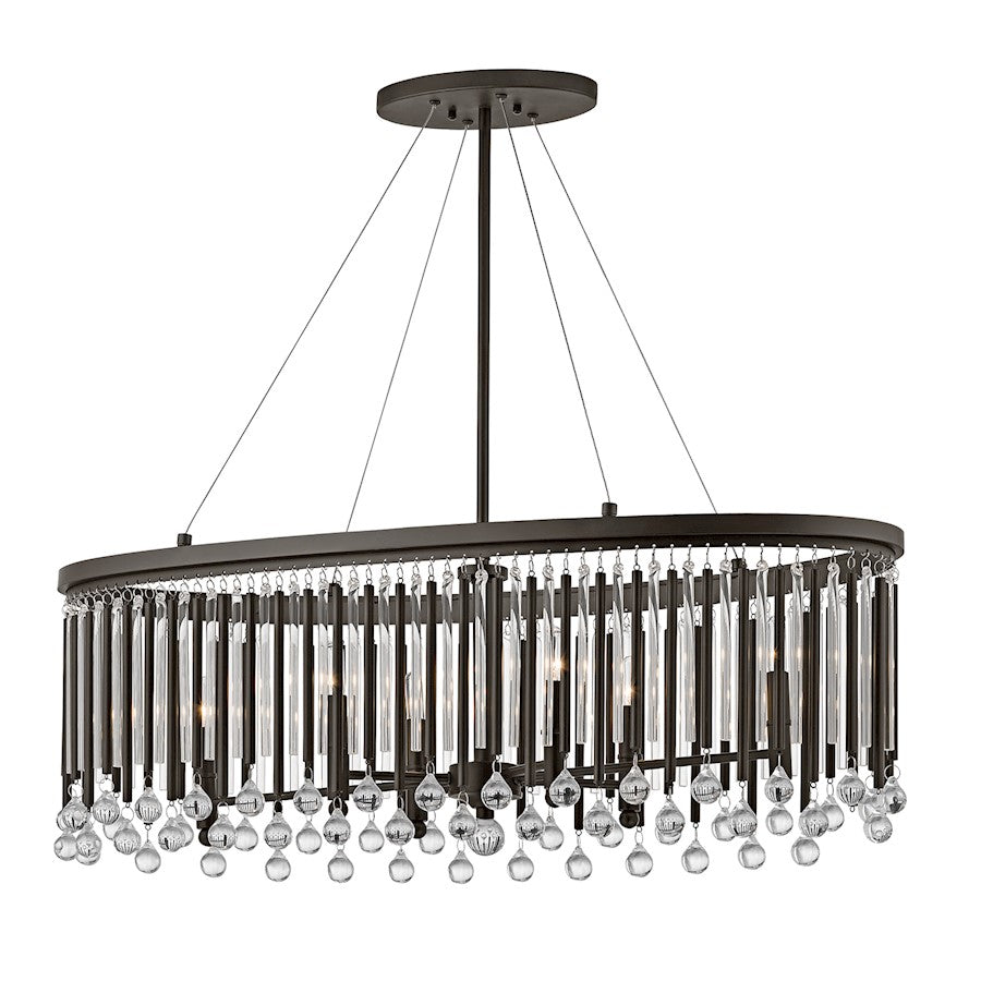 Kichler Piper 36in 6-Light Oval Chandelier | Contemporary Espresso and Clear Glass | Dining Room & Kitchen Island | 36 x 14 x 12 in | Model 43725ESP
