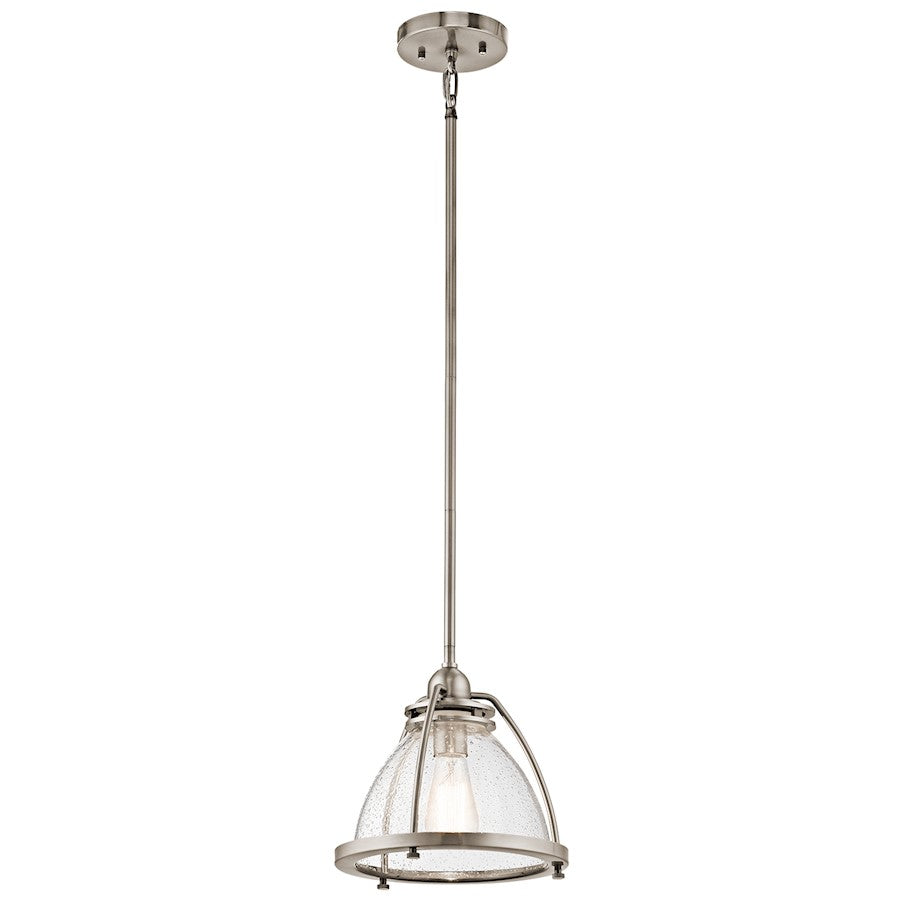 Kichler Silberne 10in 1-Light Pendant | Transitional Classic Pewter and Clear Seeded Glass | Kitchen Island & Dining Room | Model 43738CLP