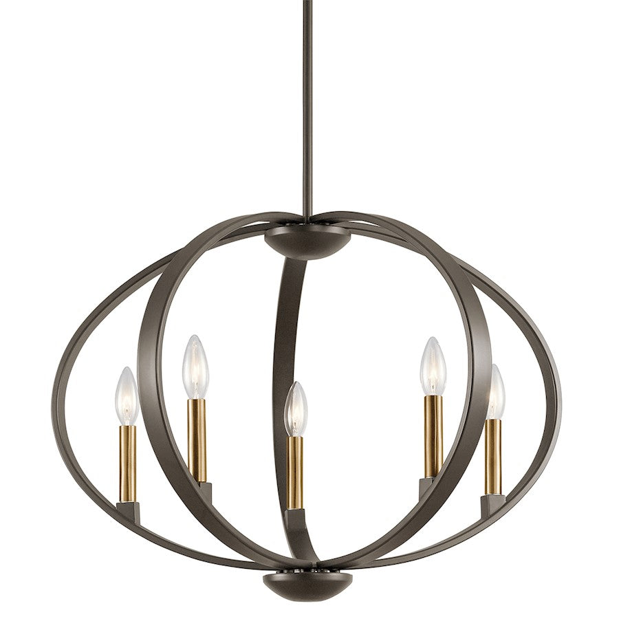 Kichler Elata 27in 5-Light Chandelier | Transitional Olde Bronze and Natural Brass | Dining Room & Living Room | 27 x 19 in | Model 43871OZ