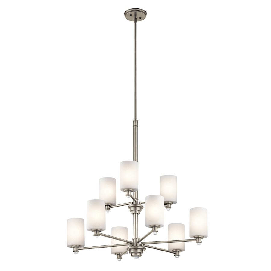 Kichler Joelson 9-Light Chandelier | Transitional Brushed Nickel and Satin Etched Opal Glass | Dining Room & Living Room | Model 43924NI
