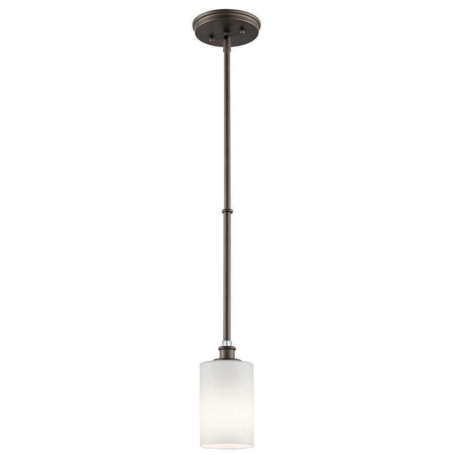 Kichler Joelson 4in 1-Light Mini Pendant | Transitional Olde Bronze and Satin Etched Cased Opal Glass | Kitchen Island & Dining Room | Model 43927OZ