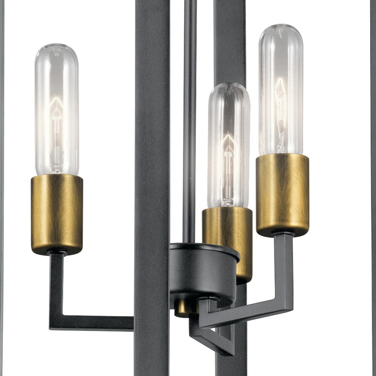 Kichler Taubert 15in 3-Light Foyer Pendant | Transitional Black Steel | Entryway & Hallway | 15 x 26 in | Model 43983BK