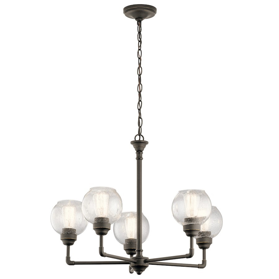 Kichler Niles 26in 5-Light Chandelier | Transitional Olde Bronze and Clear Seeded Glass | Dining Room & Living Room | Model 43993OZ