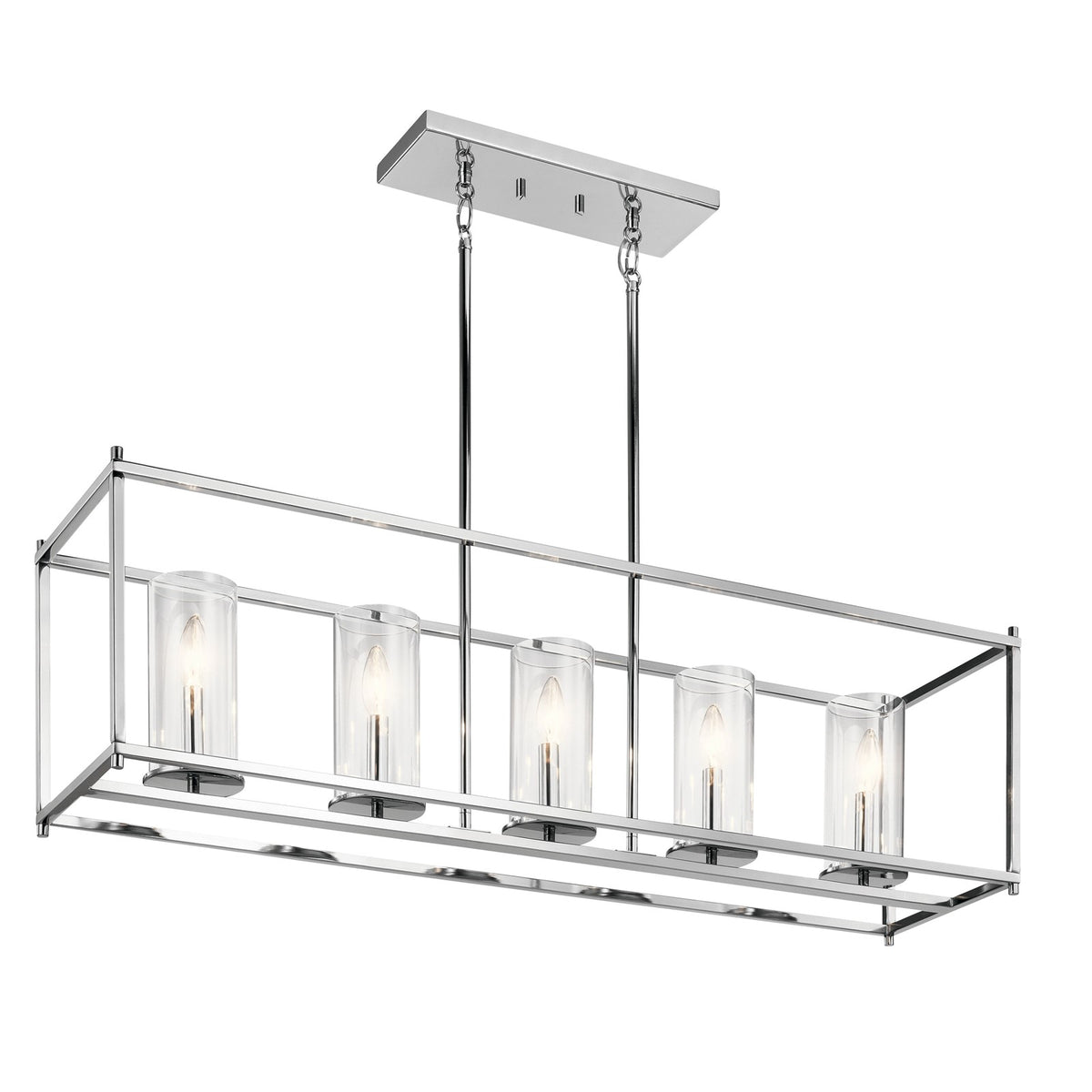 Kichler Crosby Linear 41in 5-Light Chandelier | Transitional Chrome Steel | Dining Room & Kitchen Island | 41 x 10 x 14 in | Model 43995CH