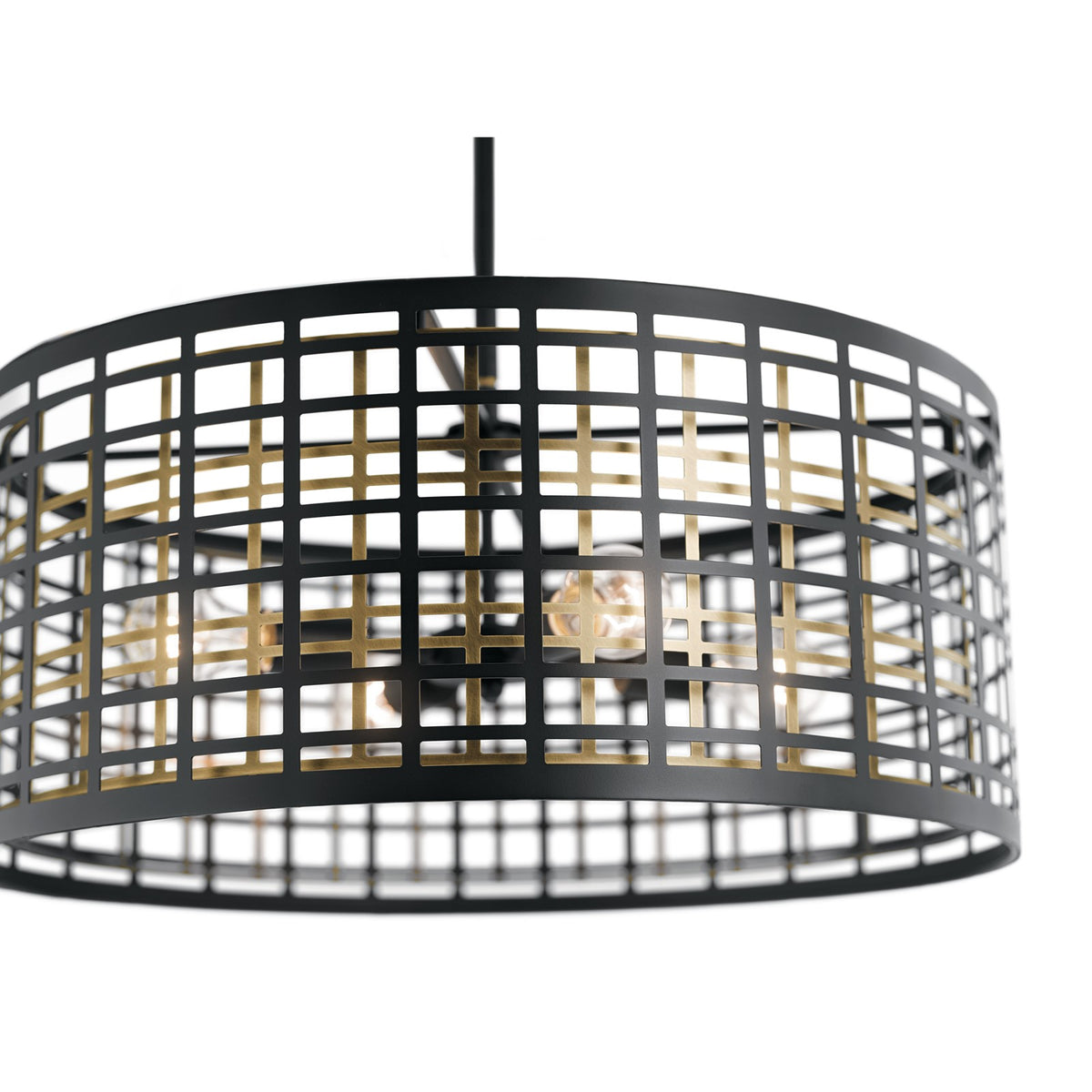 Kichler Aldergate 24in 4-Light Chandelier | Rustic Black Steel | Dining Room & Living Room | 24 x 24 x 12 in | Model 44076BK