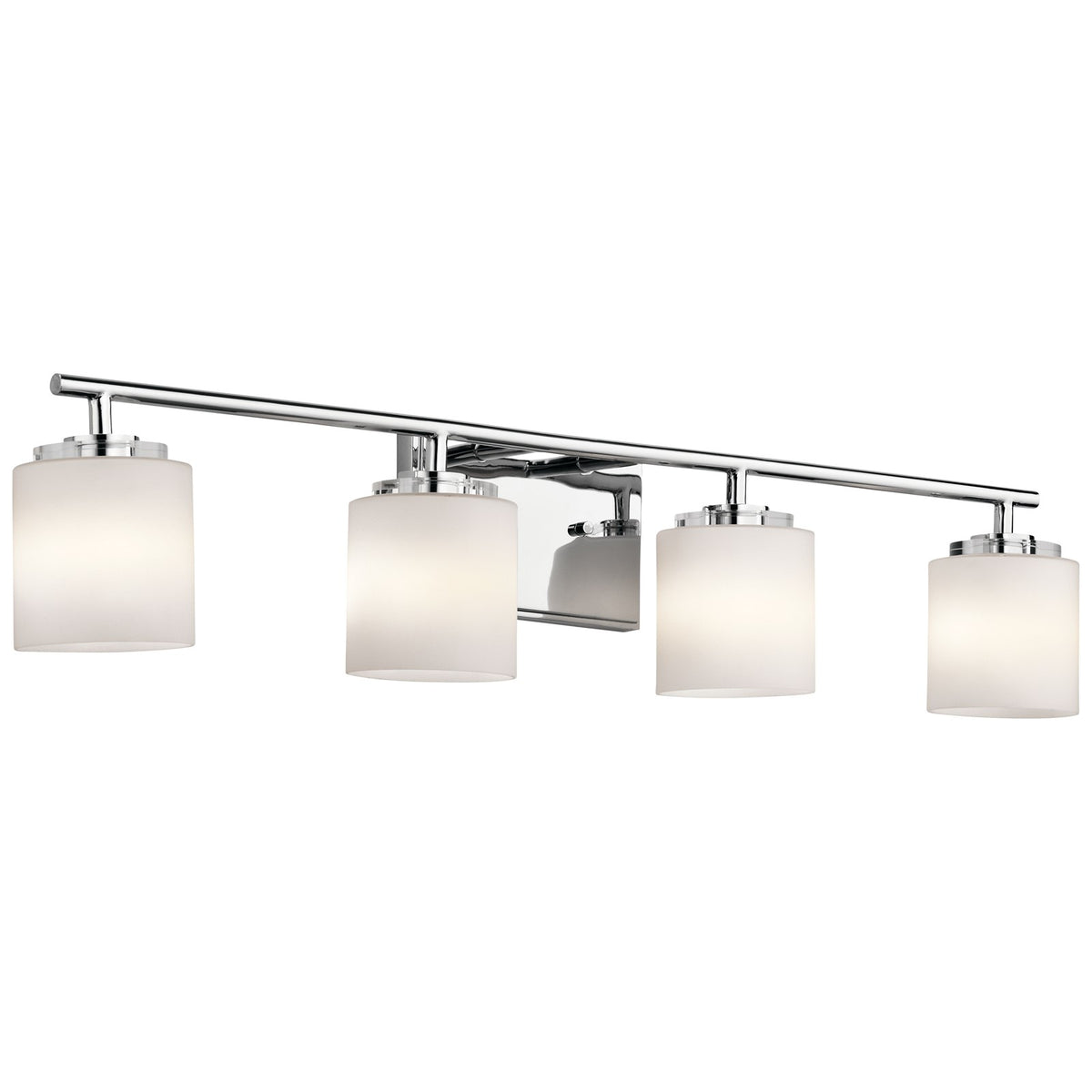 Kichler O Hara 4-Light Bath Bar | Chrome and Satin Etched Cased Opal Glass | Bathroom Vanity | 31 x 6 in | Model 45503CH