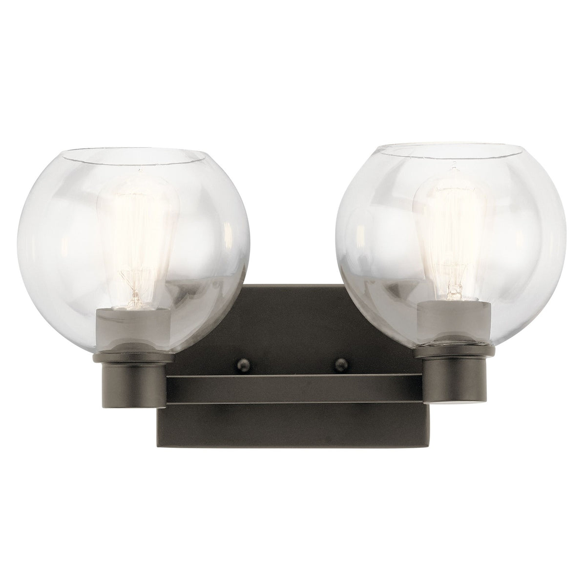 Kichler Harmony 16in 2-Light Bath Vanity Light | Transitional Olde Bronze | Bathroom & Powder Room | 16 x 8 x 8 in | Model 45893OZ