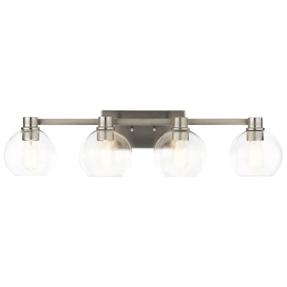 Kichler Harmony 34in 4-Light Bath Vanity | Transitional Brushed Nickel | Bathroom Vanity & Powder Room | 33.5 x 8.25 x 7.5 in | Model 45895NI